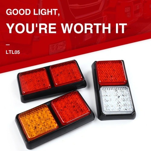Universal automobile LED REAR STOP INDICATOR TAIL LIGHTS RED+AMBER FOR TRAILER TRUCK